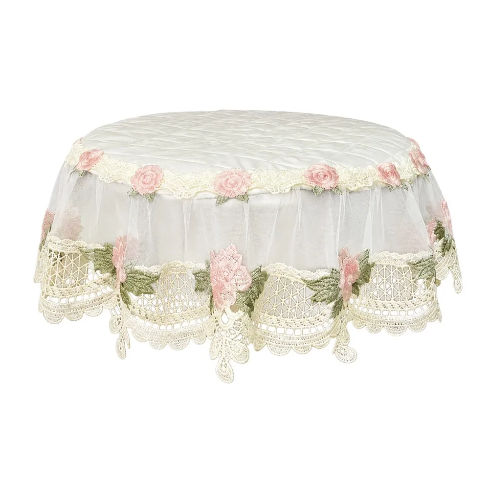 Dustproof Round Air Conditioner Cover Floral Lace Trim Universal Fit Split Front Frame AC Cloth Exquisite Embroidery Craft