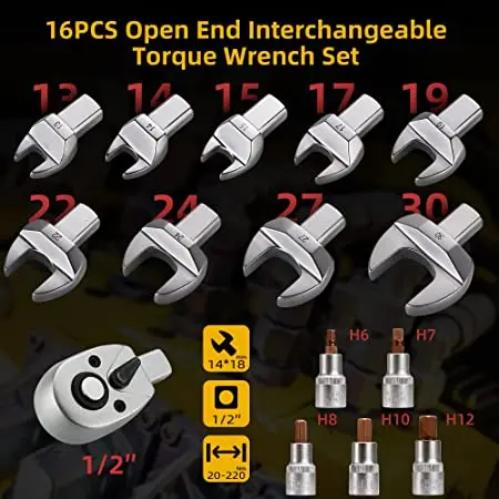 20-220N.mTorque Wrench Set Interchangeable Head Torque Wrench Socket Wrench Set