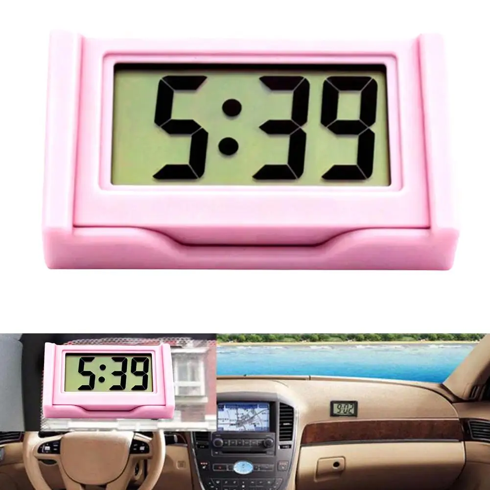 Mini Digital Clock Large Screen Car Dashboard Electronic Clock Self Adhesive Simple Digital Clock Car Accessories