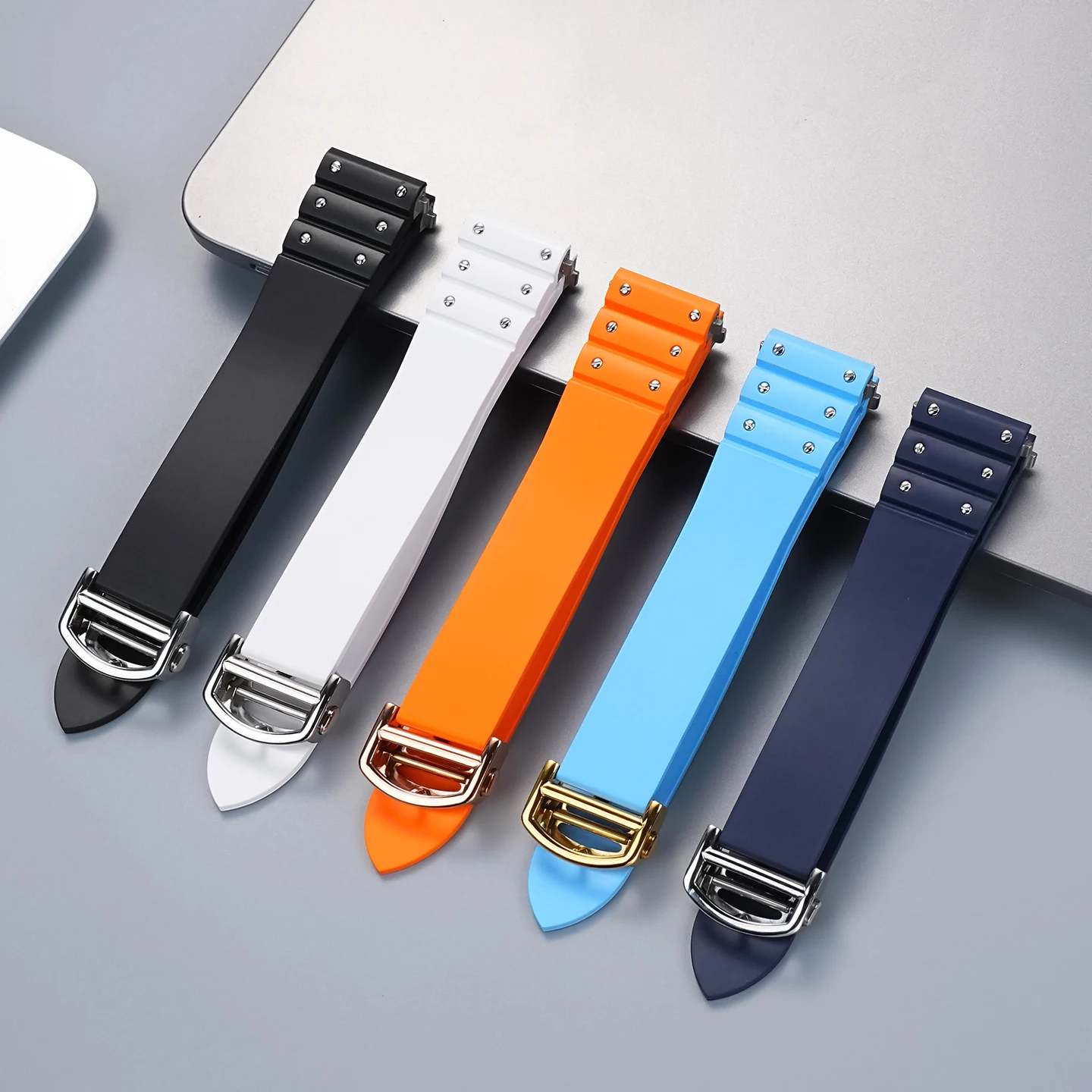 21mm Quick Release Fluoroelastomer Strap for Cartier SANTOS Medium WSSA0010 WSSA0009 Waterproof Sports Band Men & Women