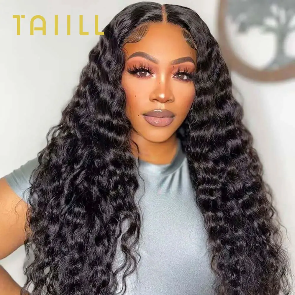 

13x4 Deep Wave Lace Front Human Hair Wigs For Women Transprent Virgin Curly Human Hair Wig Pre Plucked With Baby Hair Taiill