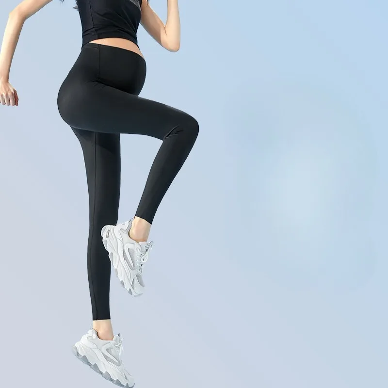 Leggings finas para maternidade, sem costura, suporte para barriga, verão, calças de yoga, casacos, prontos para gravidez, leves e elásticos