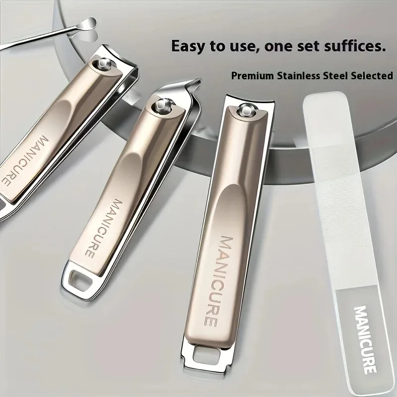 5 PCs Professional New Nail Clippers Set with Rotating Leather Bag Trimmer Pedicure Care Tools Manicure Set Home Care Gift