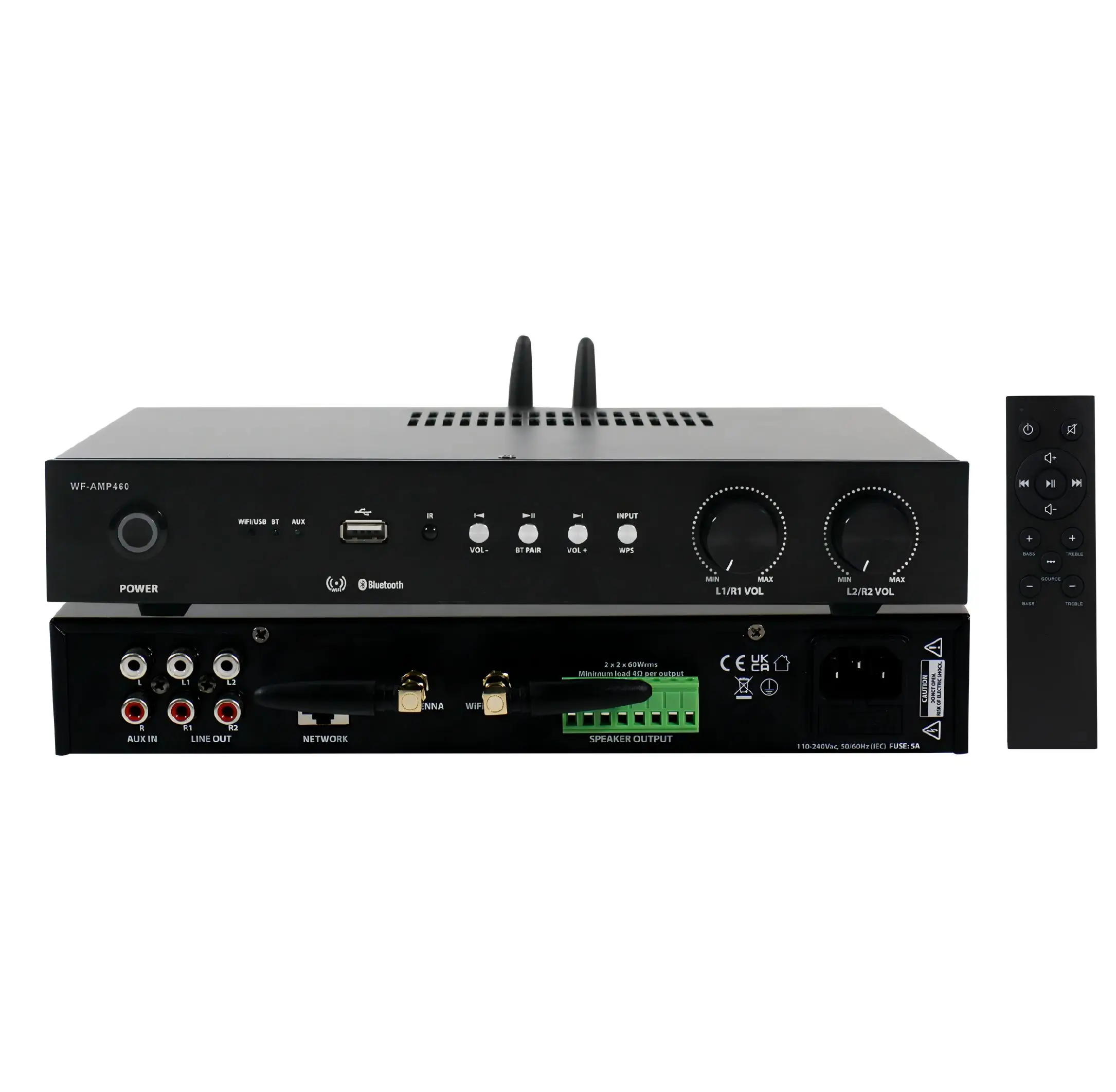 V Wireless Streaming Amplifier Featuring AirPlay DLNA & USB AUX Inputs in 1U Rack-Mountable Design Amplifier