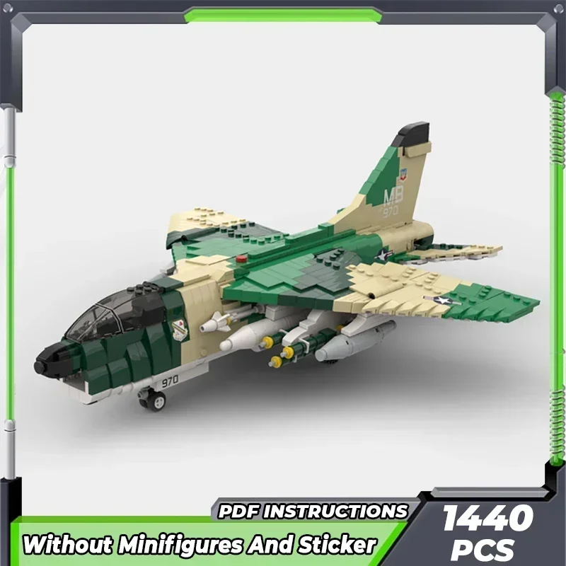 Bloques de construcción Moc modelo militar 1:35 A-7D Corsair II tecnología de combate bloques modulares regalos juguetes de Navidad juegos DIY montaje