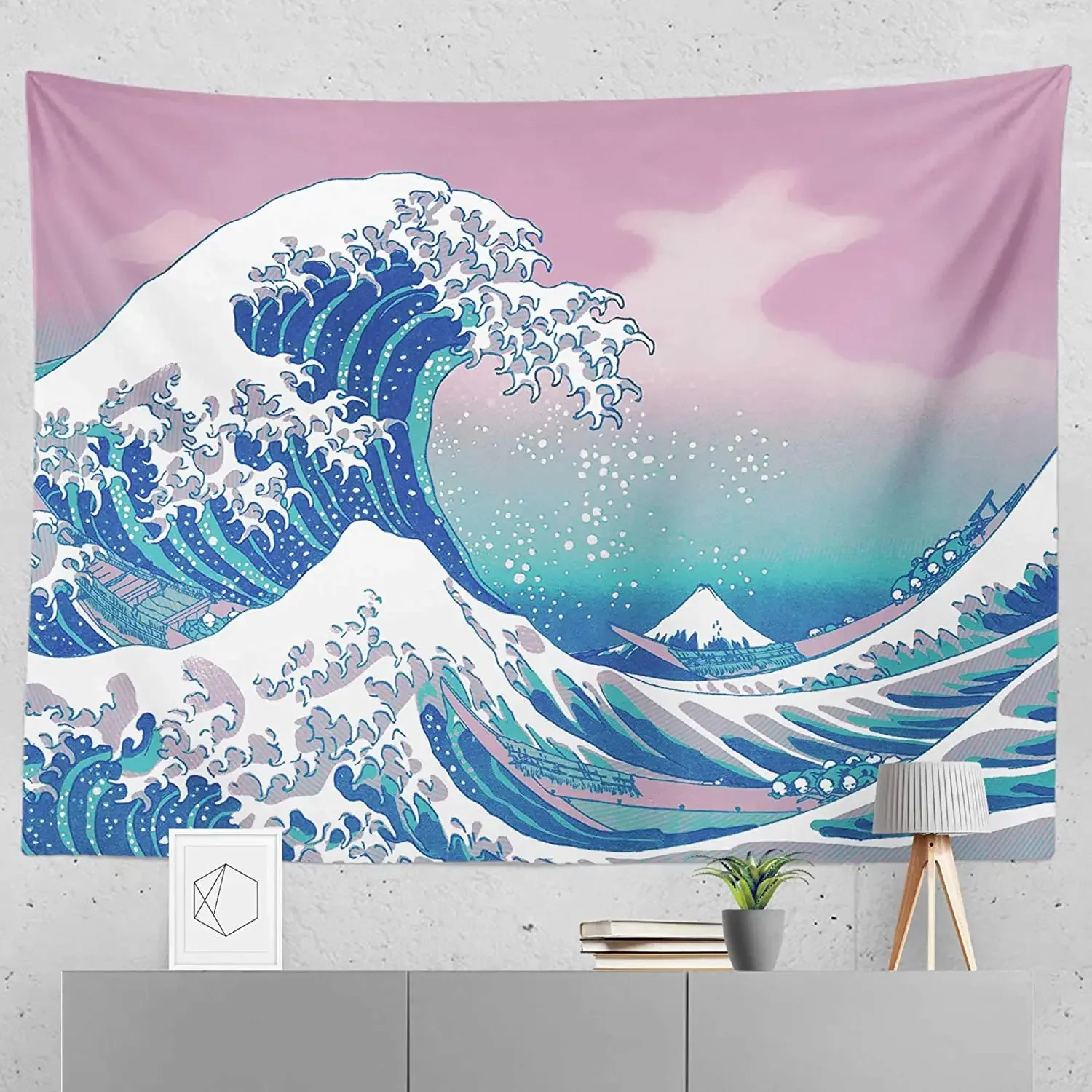 Tapiz de onda japonesa para colgar en la pared, decoración de habitación para niños, niñas y adolescentes, tema Oriental Asiático, tapiz de pared de la gran ola