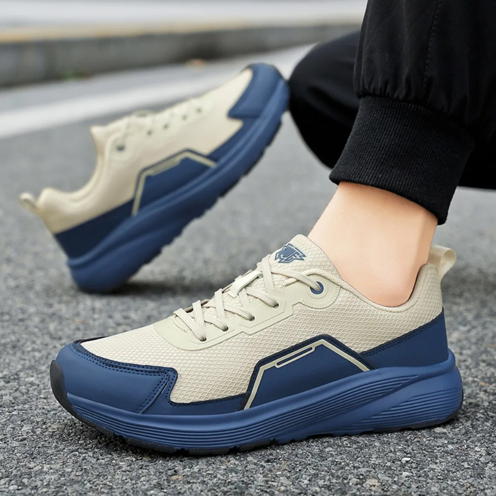 

Wide Head Running Shoes Men's Breathable Comfortable Sports Sneakers Shock Absorption Slip-On Ankle Mesh Lining Synthetic Upper