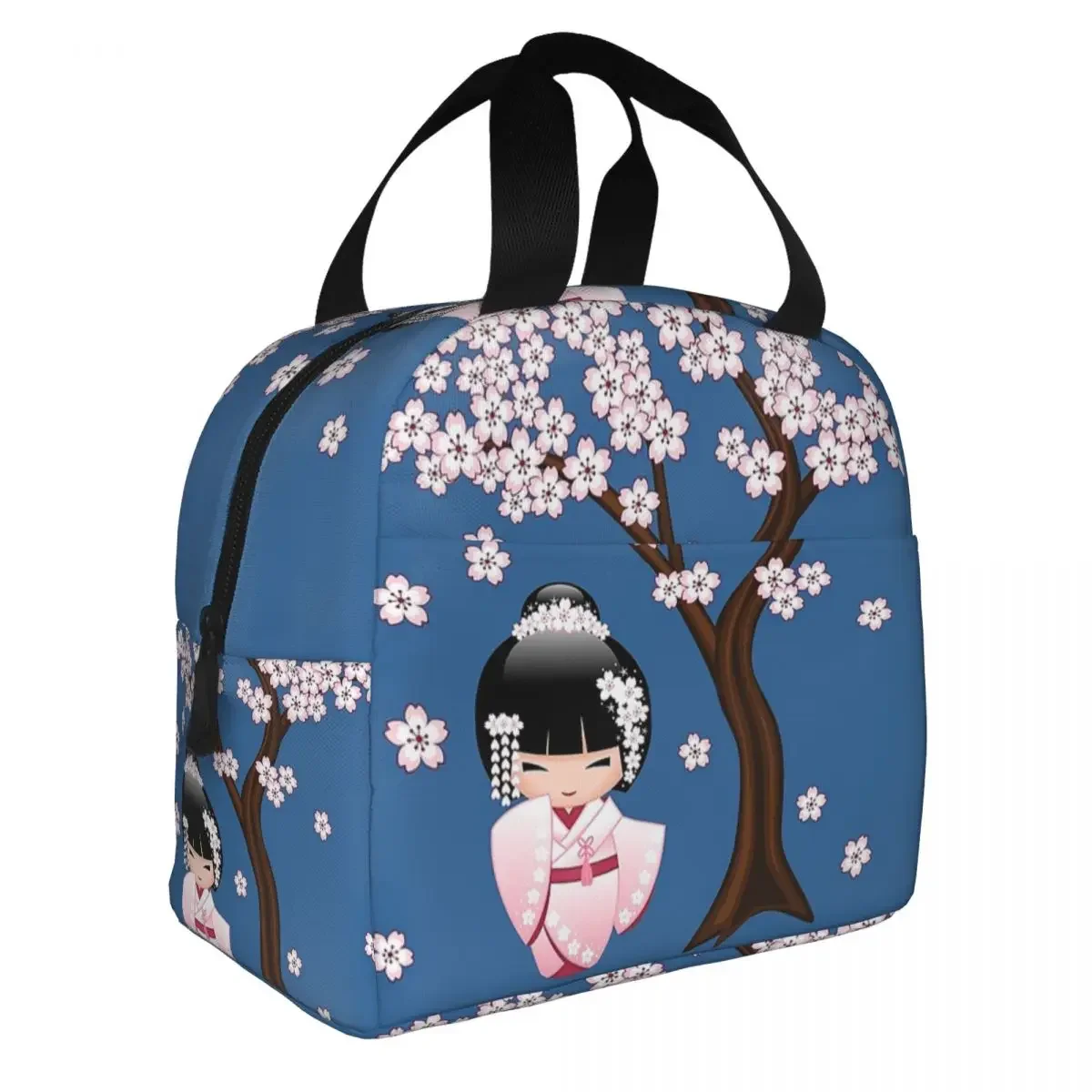 Japanese Bride Kokeshi Doll Insulated Lunch Bags Leakproof Lunch Container Cooler Bag Tote Lunch Box Beach Picnic Men Women