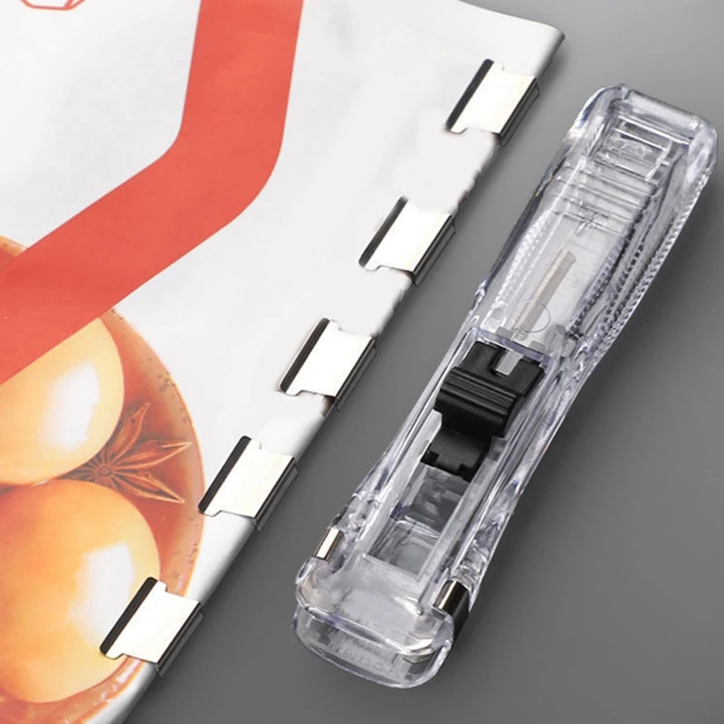 Handheld Paper Clip Dispenser, Portable Fast Paper Clipper With 50 Reusable Silver Metal Clips For Desktop Document Durable