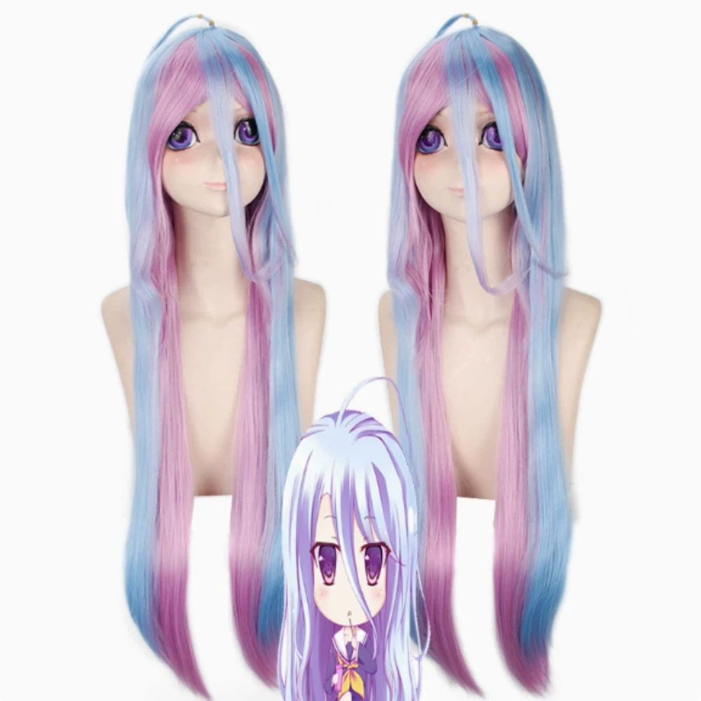 

No Game No Life Cosplay Shiro Sora Wig Long Straight Colorful Layered Wigs Halloween Costume Role Play Party