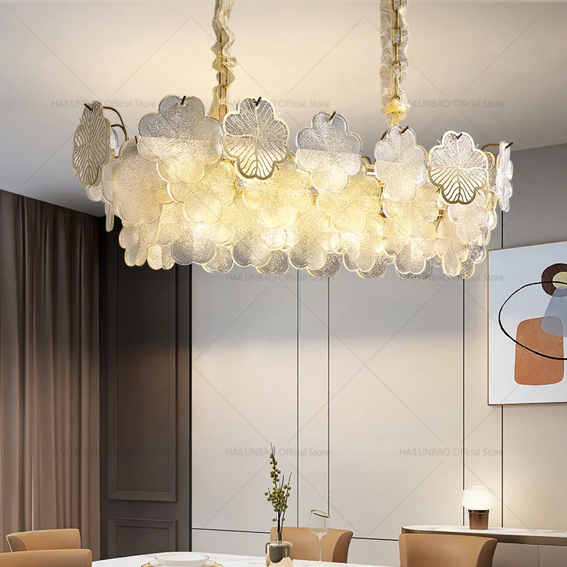 Luz francesa de luxo high-end sala estar trevo de quatro folhas lustre designer quarto hall cristal restaurante ilha lustre