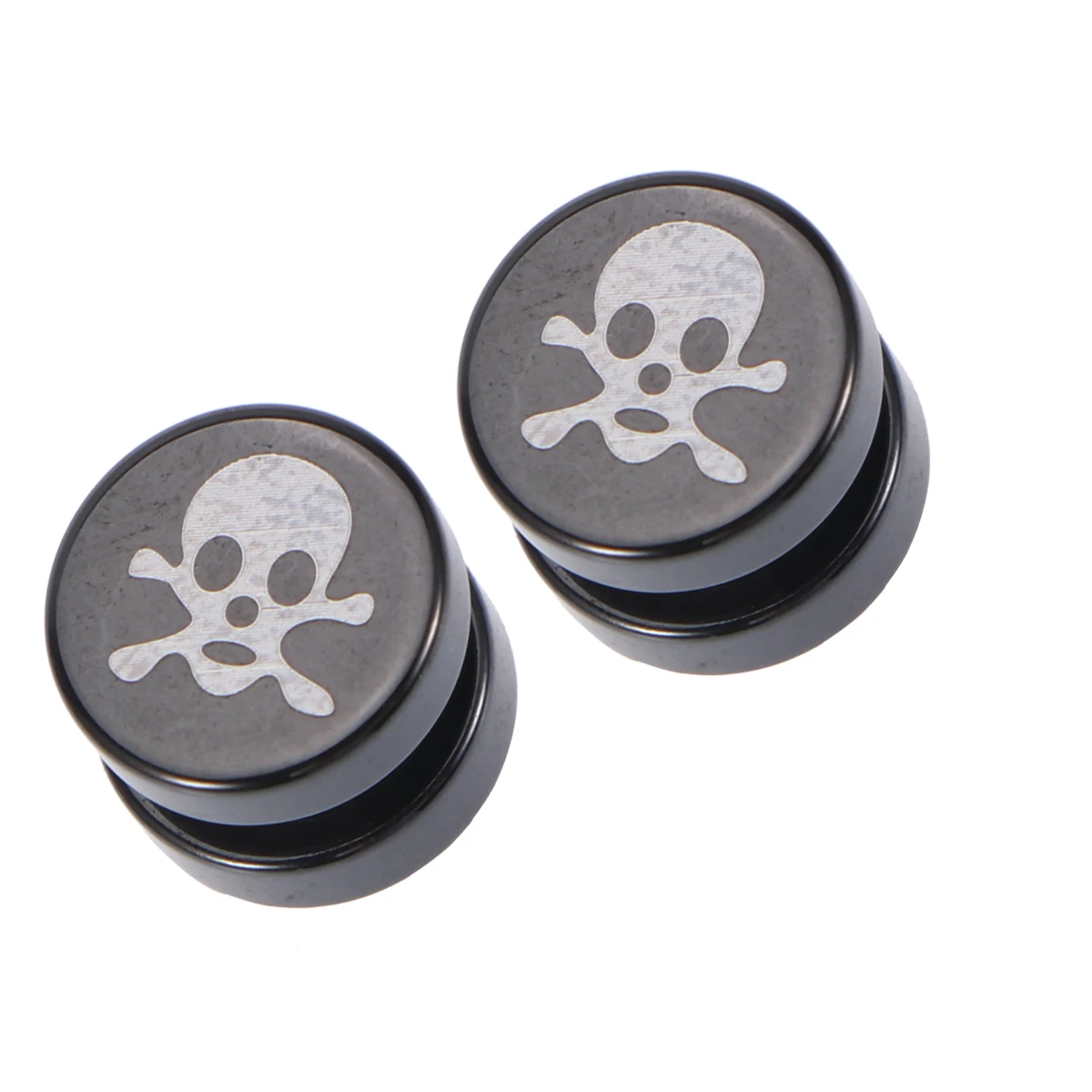 

2 Pcs Magnet Stud Earrings Black Magnetic Skull Man Titanium Steel Stickers