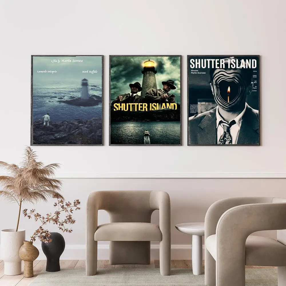 movie Shutter Island Poster Poster HD Self-Adhesive Art Print Waterproof Wall Decor for Bedroom Living Room Decor Gift