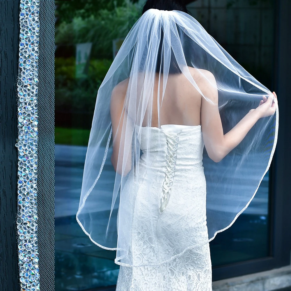 BL4049 Bride's simple single-layer 1-meter headdress wedding veil