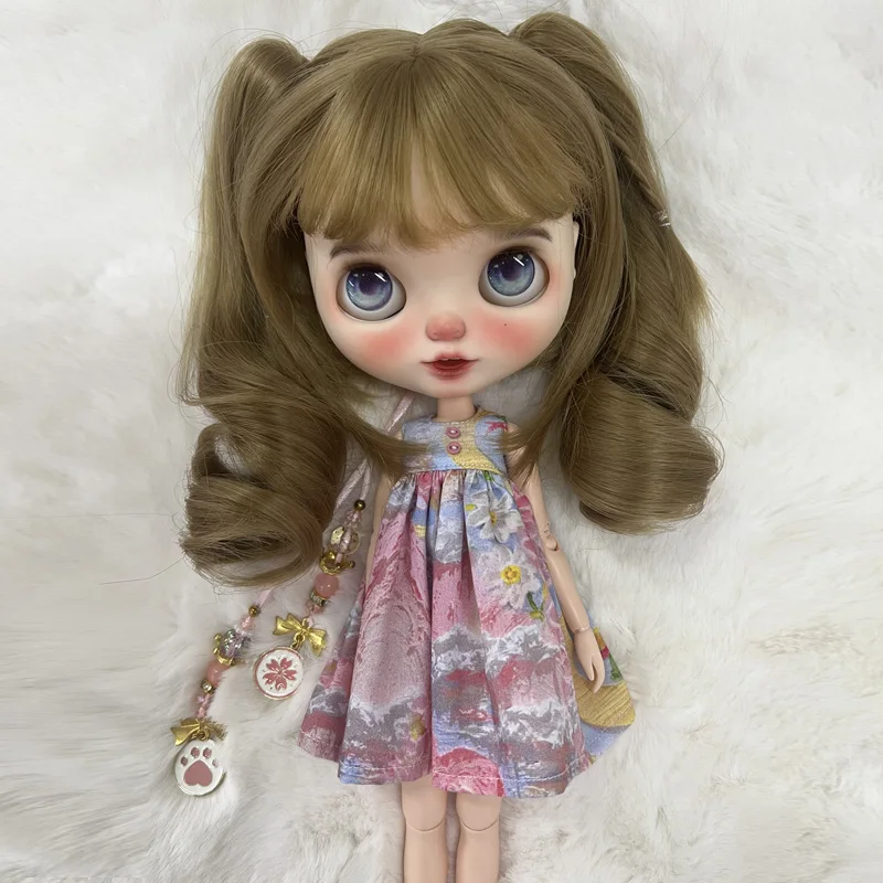 Blyth Clothes Azone Ob22 Ob24 Doll Overalls Accessories Fashion Denim Strap Short Skirt With Long Sleeved Dress Pleated Skirt