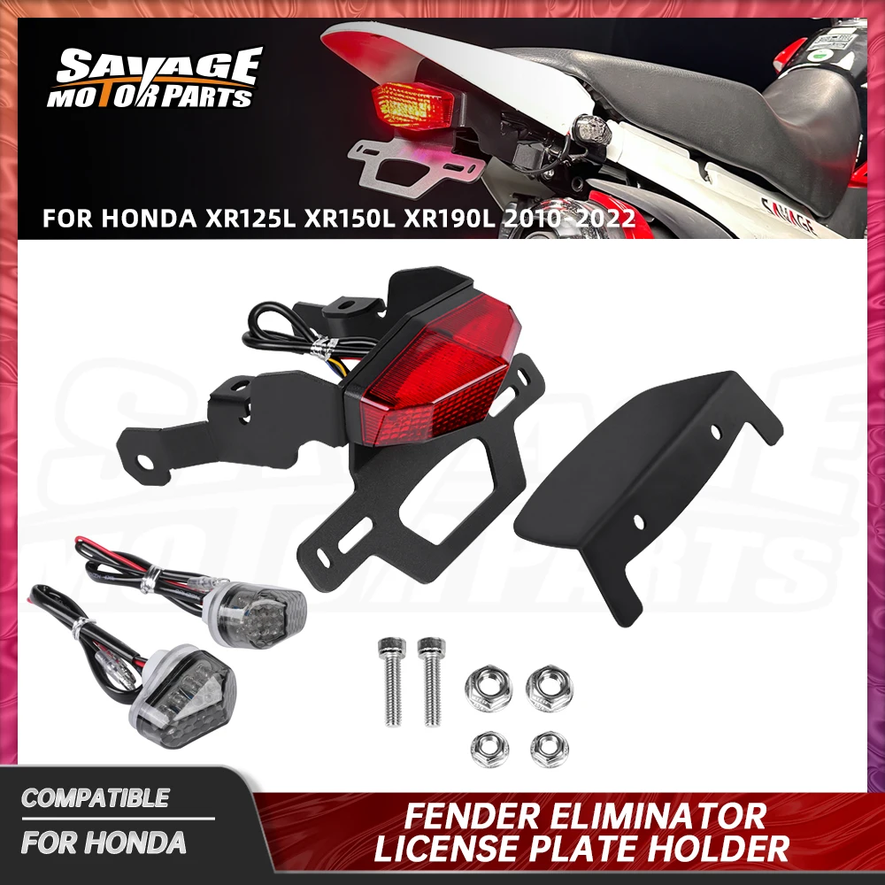 

XR150L License Plate Holder For Honda XR190L XR125L 2010-2022 Motorcycle Tail Bracket Rear LED Turn Signal Fender Eliminator