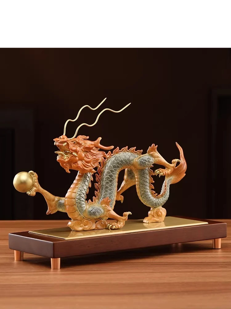 Business is booming, dragon copper ornament, living room entrance decoration, office company opening, good luck gift