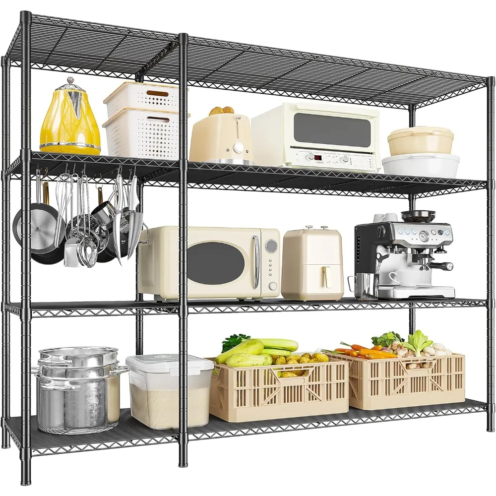 

52.36''W Storage Shelves Metal Shelving Unit Load 1120LBS 4 Tier Wire Shelving for Storage Rack Adjustable Garage Shelving