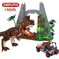 2489PCS City Mini Jurassic Dinosaur Building Blocks Tyrannosaurus Rex Architecture Figures Car Bricks Toys for Children Gift