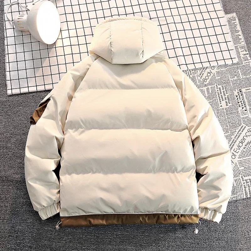 Men Winter Parkas Thick Jacket Coats Fashion Men Casual Solid Color Hooded Parkas Male Black Khaki Warm Male Coat Padded Jacket