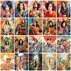 RUOPOTY Painting Kit By Number Woman Vintage With Frame Diy Crafts Aesthetic Room Decor