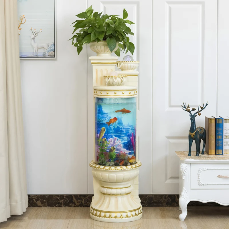 

Home Water Fountain Flowerpot Fish Tank Living Room TV Cabinet next to Floor Ornaments 1