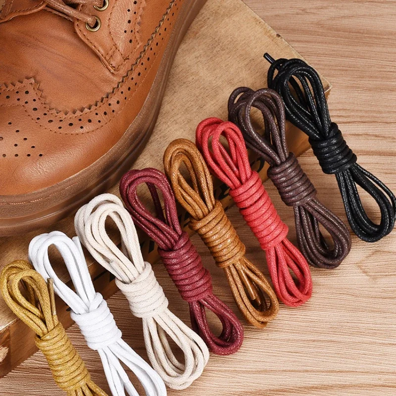 

1Pair Cotton Waxed Shoelaces Round Oxford Shoe Laces Boots Laces Sport Shoe Laces Cord Thin Waterproof Shoelaces for Men Women