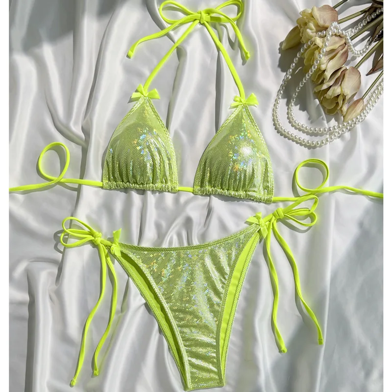 الترتر مثير البيكينيات 2026 النساء ملابس السباحة الإناث لملابس سباحة حريمي لباس سباحة البرازيلي مجموعة البكيني بحر بركة السباح