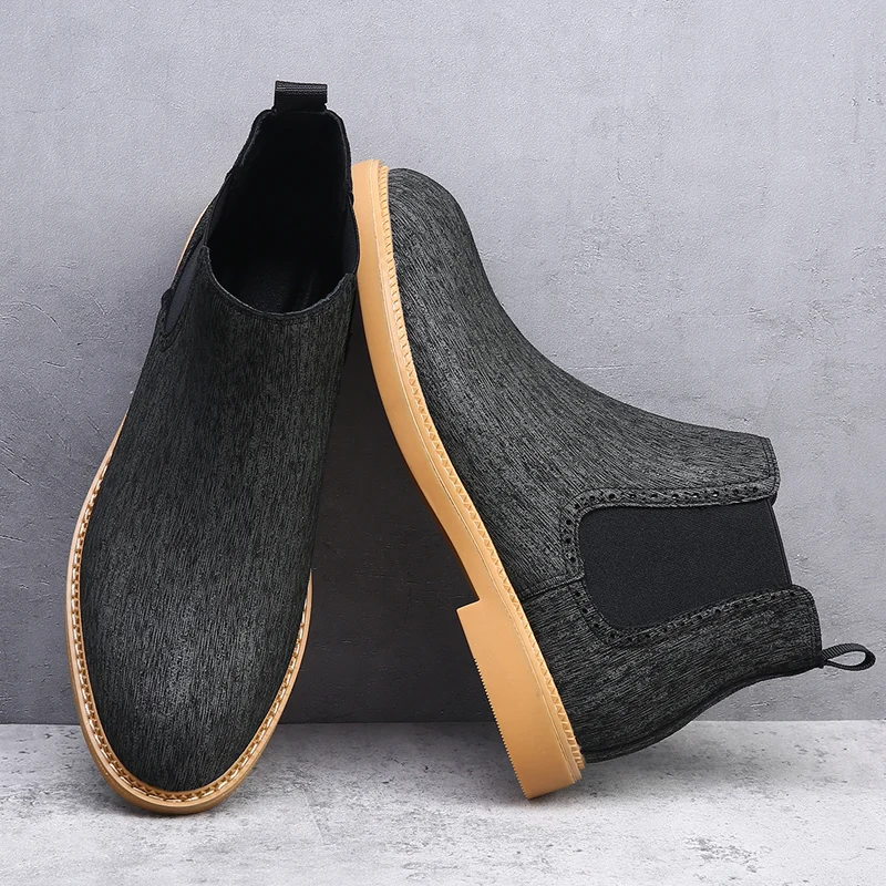 Autumn and Winter Men Plus Size Chelsea Boots Round Toe Elastic Band Simple and Comfortable Youthful and Casual Fashionable Boot