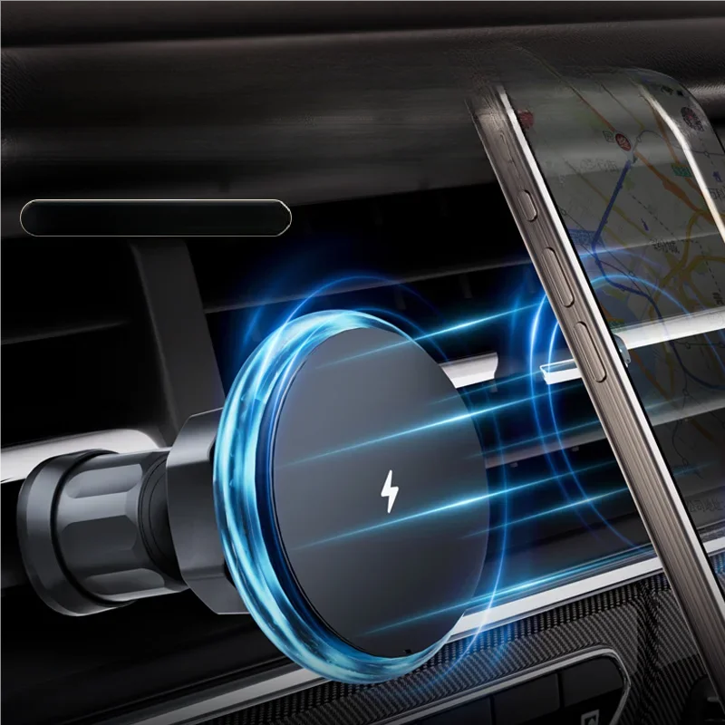 

M6 15W Magnetic Car Wireless Fast Charger Car Air Outlet Phone Holder with Lighting Car Charger Holder For iPhone Series