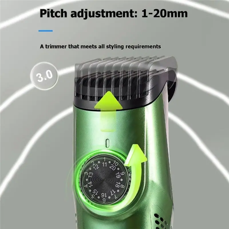 ABKR-Rechargeable Electric Beard Trimmer Cordless For Men Shaver Built-In Vacuum Clipper For Mustache Sideburns IPX6 Waterproof