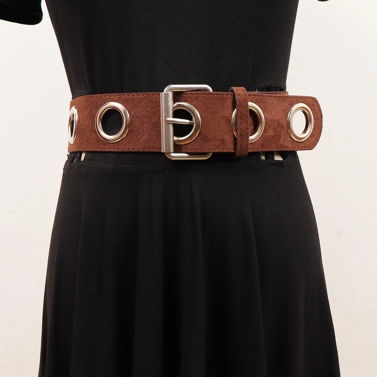 Women's Design Retro Suede Non Perforated Belt Versatile Simple Street Style Fashionable Sweet Cool Spicy Girl Personality Belt