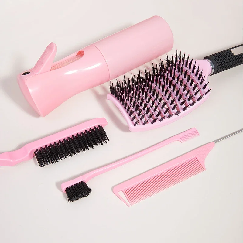 5pcs magic hair brush set Detangling curls brush Rat Tail Comb Edge Hair Brush Salon Professional hair styling tools view 2