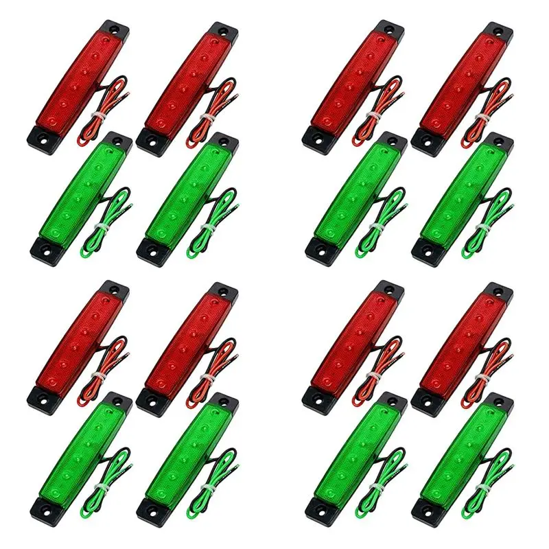 M93K-16Pcs Red Green Boat Navigation LED Lights Stern Lights Boats Starboard Light 12V
