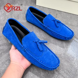 YRZL Mocassini in pelle scamosciata da uomo Casual Nappa Brogue Scarpe da guida di grandi dimensioni Mocassini da uomo Mocassini Slip on traspiranti da uomo