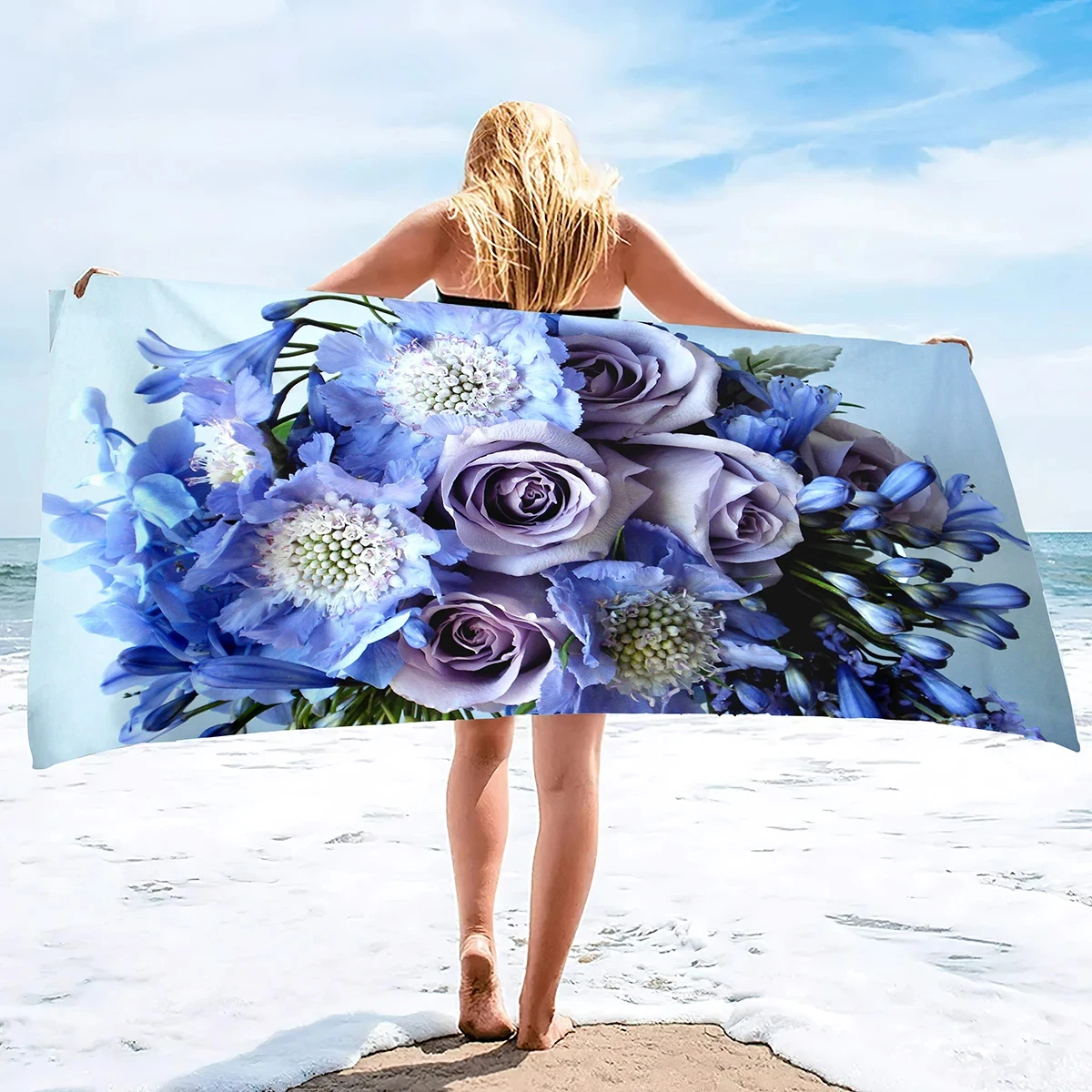 Flowers Beach Towel, Super Soft Quick Dry Bath Towel,Sand Proof Swimming Floral Flowers Bath Pool Towel for Travel Camping Sport