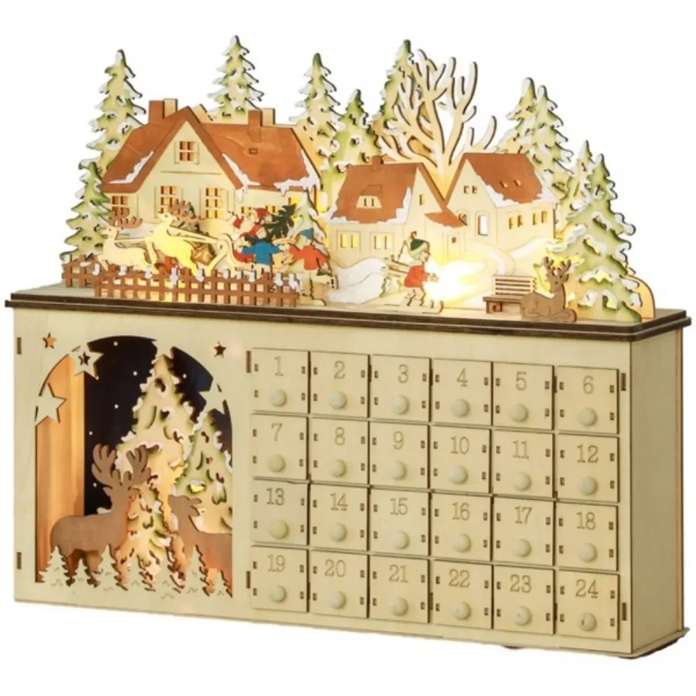 

The 2-in-1 Christmas advent calendar and light up Christmas decorations, the 24-day countdown drawer allows you to store things