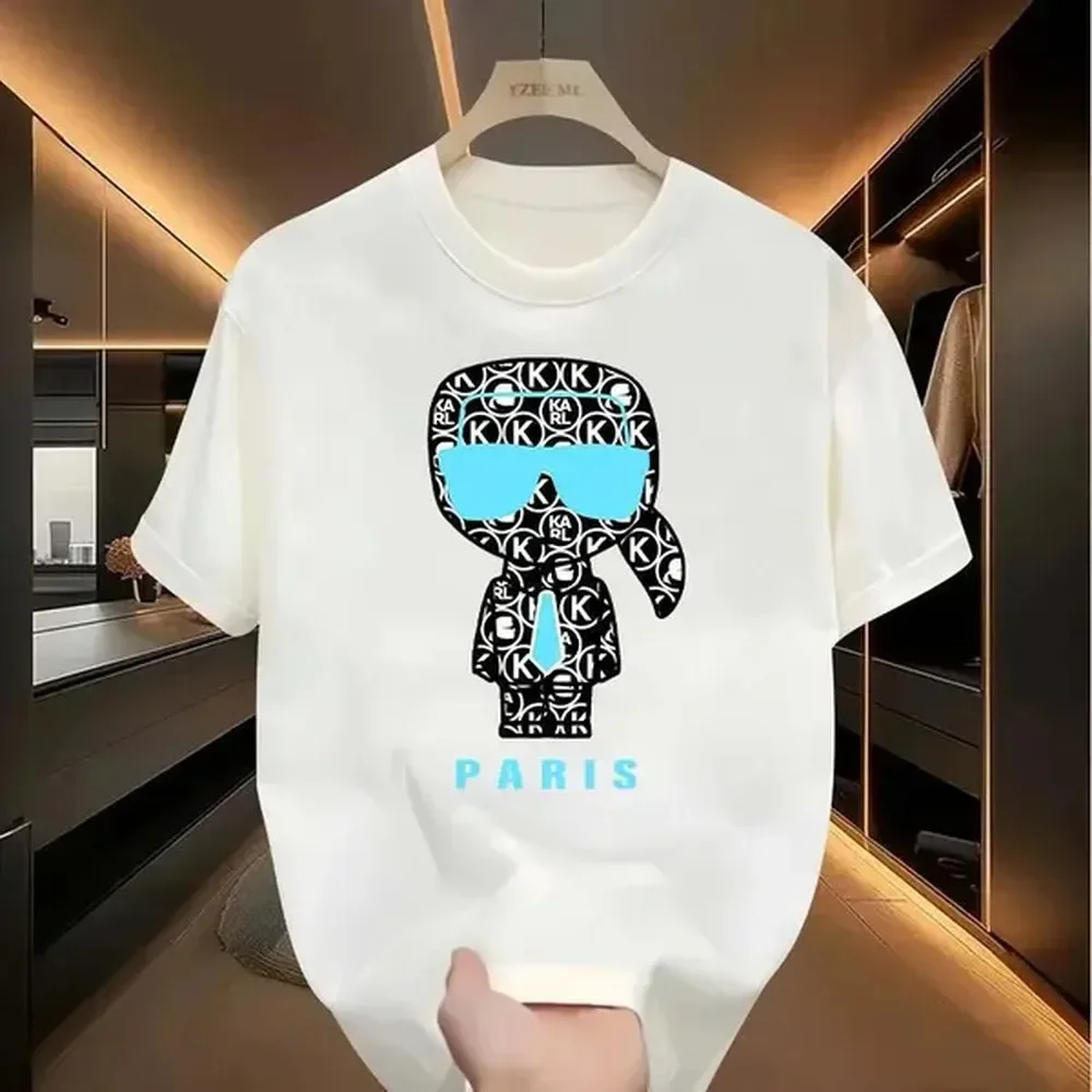 T-shirt with PARIS Printed on It, Unisex, Men's Short Sleeve Round Neck Street Style T-shirt for Summer and Spring, Casual, Clothing, Couple Style, Fashionable Loose, Youthful and Energetic, Men's Daily Wear Tops,Unisex Crewneck T-shirt for Men and Women