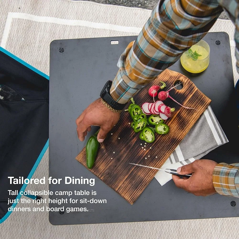 Portable Camping Table Outdoor Dining Height Lightweight Foldable Aluminum Alloy Black Hardtop 27 Inches Setup Easy Collapsible