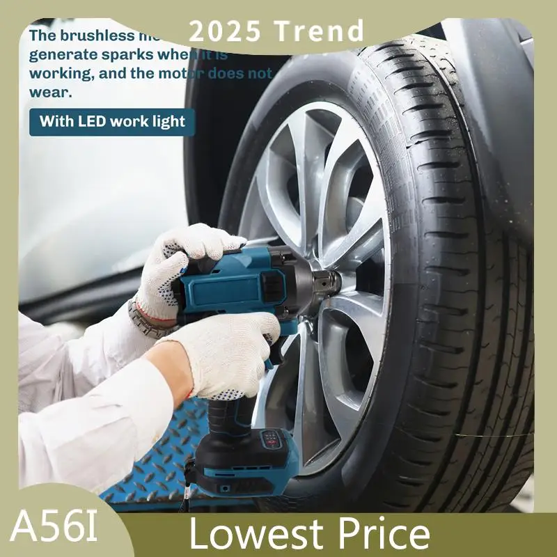 

ABDD 550N.M Brushless Electric Impact Wrench Rechargeable Wrench 1/2" Variable Car Repair Power Tool For 18V Battery