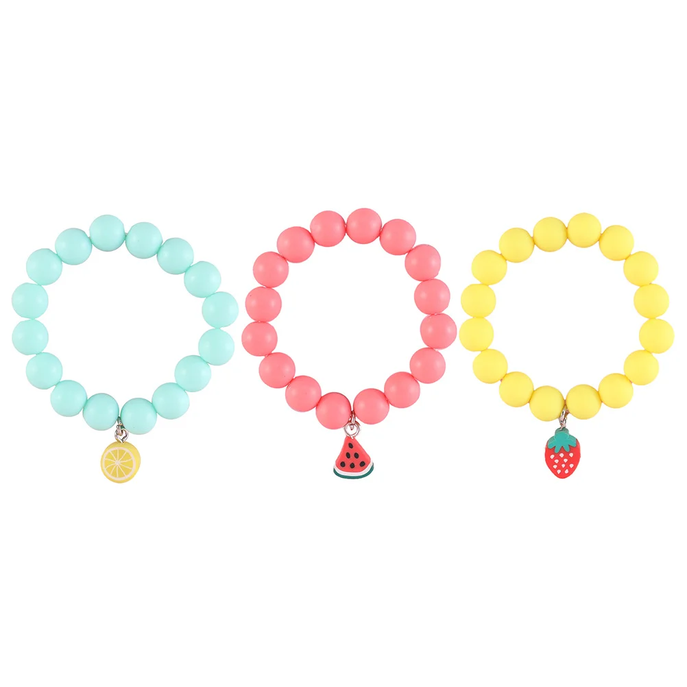 

3Pcs Children Wrist Bracelets Fruit Pendants Beaded Jewelry Cute Party Favors Fruit Wrist Decor Girls Beads Bracelet