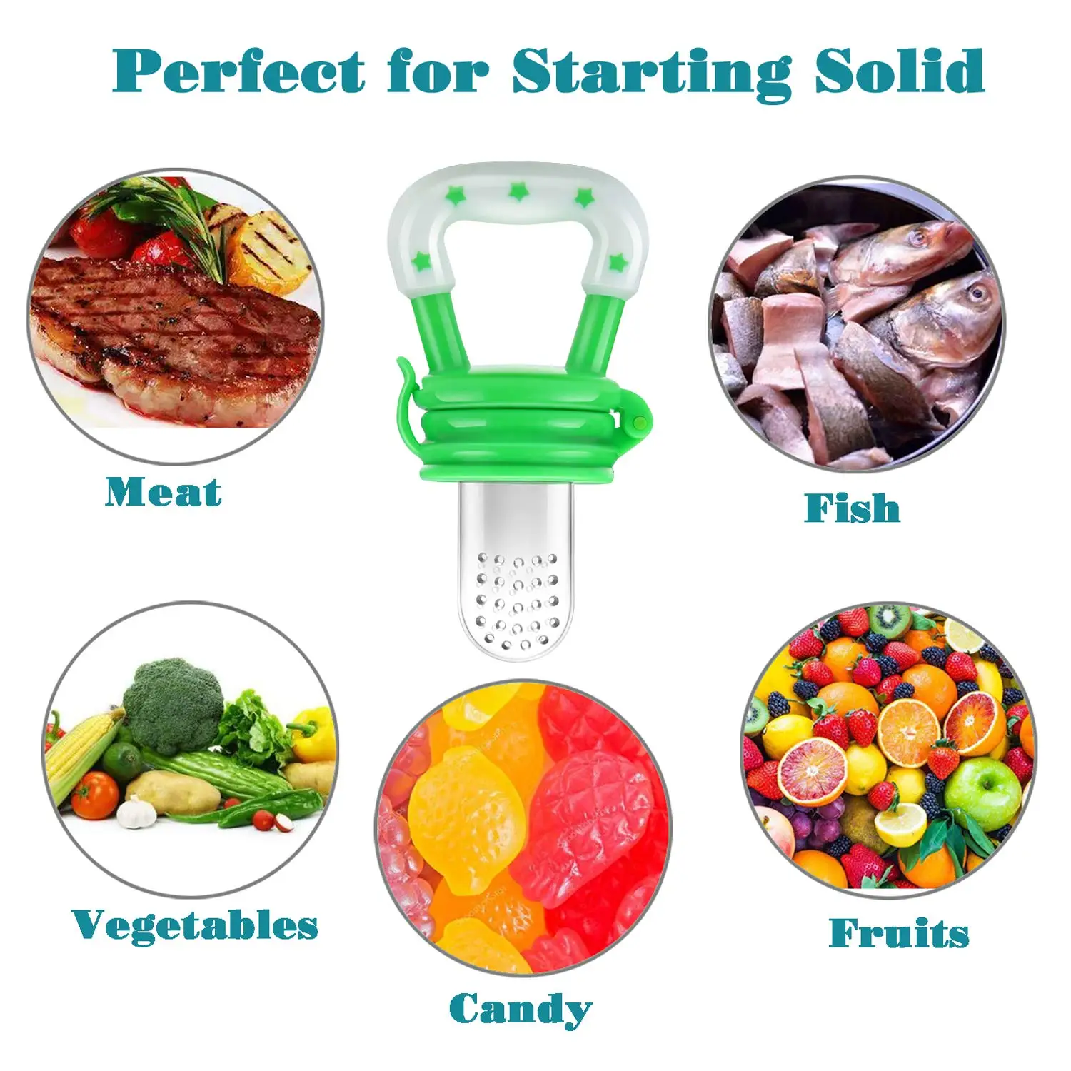 Silicone Baby Fruit Feeder with Cover Baby Nipple Fresh Food Vegetable Supplement Soother Nibbler Feeding Teething Pacifier