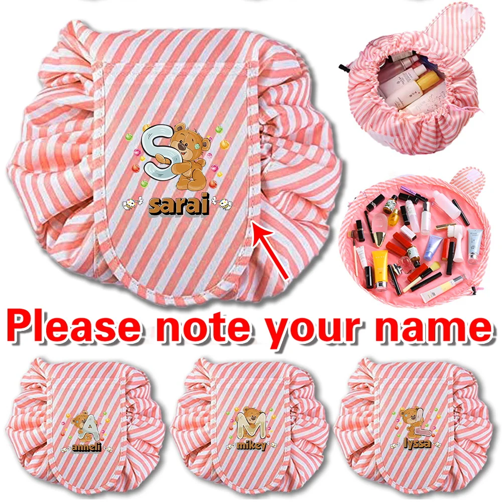 

Персонализированное имя, ленивая косметичка, дорожная косметичка большой емкости, косметичка, портативный органайзер для губной помады, сумки