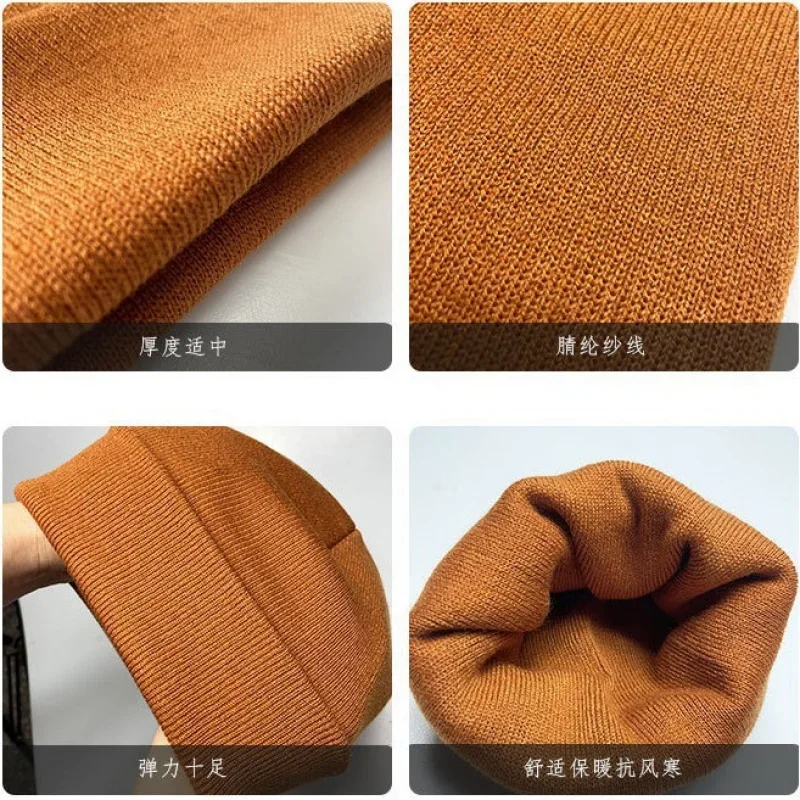 بلون محبوك عادي قبعة باردة توالت حافة للتخصيص تنوعاLOGOMEN's والنساء عادية تنوعا قبعة محبوكة دافئة