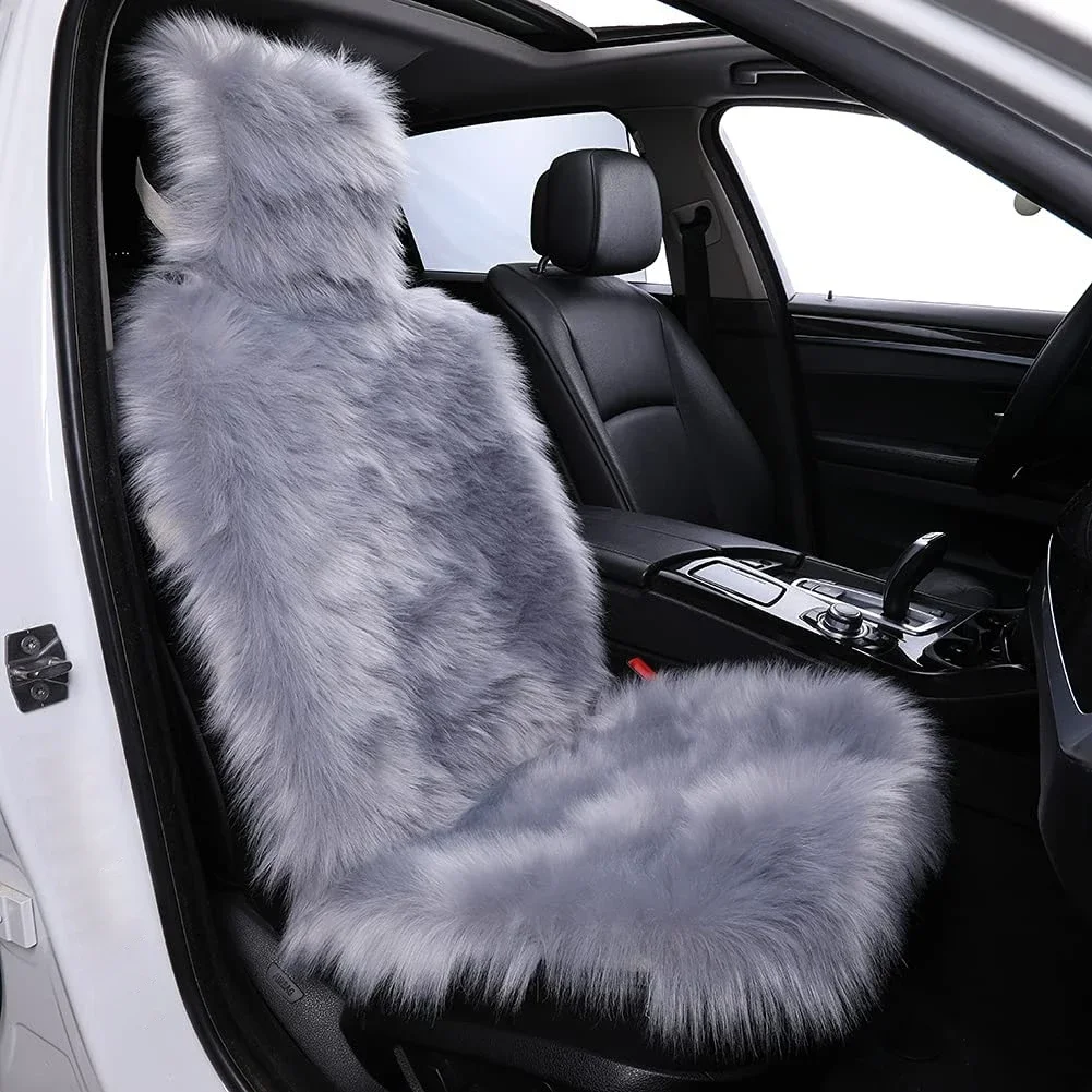 Winter Warm Car Seat Covers Artificial Plush Cars Cushion Soft Synthetic Wool Seats  Fit for Auto Truck, SUV, Van hot Pink