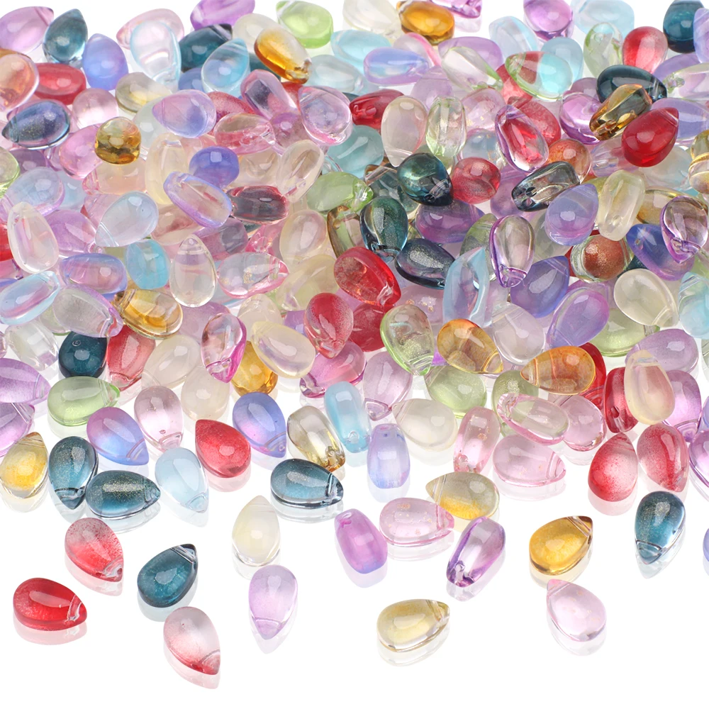50PCS 6x9mm Glas Tropfen Birne Form Kristall Lose Perlen für DIY Schmuck Machen Handwerk Halskette armband Charme Zubehör
