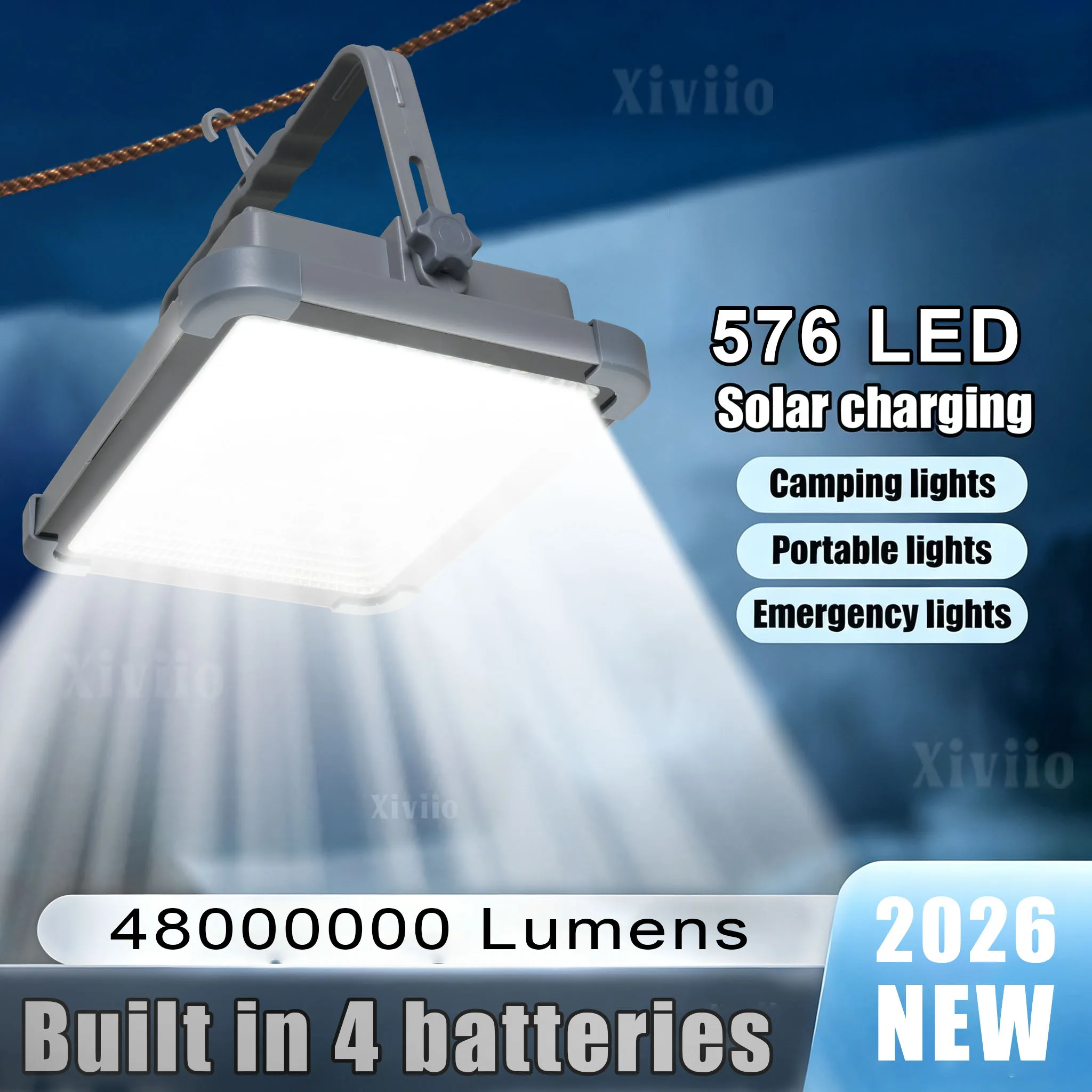 90000000LM Outdoor Solar LED Light Portable Solar Lantern Camping Tent Light Emergency Night Market Light Waterproof Searchlight