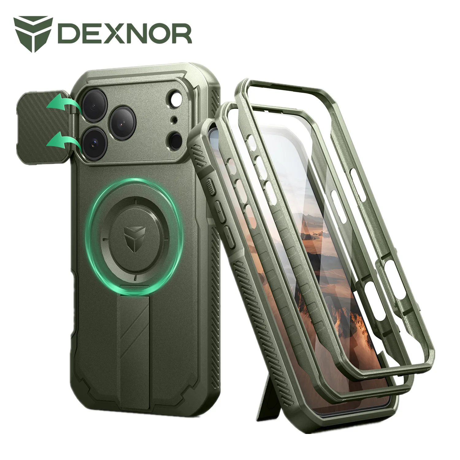 

For iphone 17 pro max case with Camera Cover & Adjustable Kickstand Compatible With MagSafe Shockproof Magnetic Protective Cover