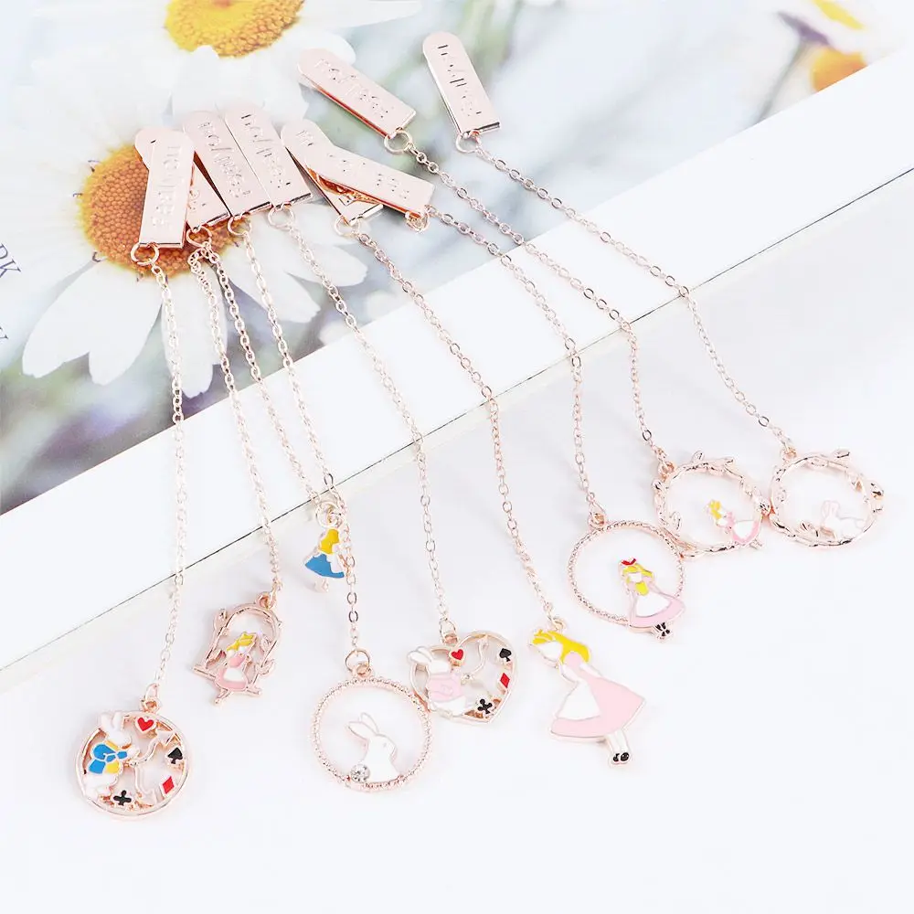 23cm Office Paper Clips Marker of Page Book Clips Alloy Chain Peach Heart Pagination Mark Metal Bookmark Pendant Bookmark