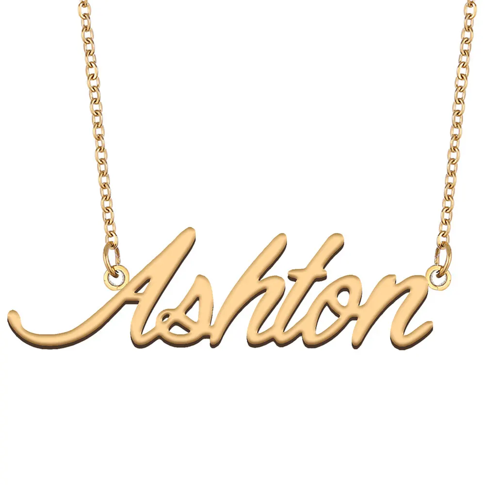 

Ashton Name Necklace for Women Stainless Steel Jewelry Gold Color Nameplate Pendants Collares Para Mujer Letters Choker